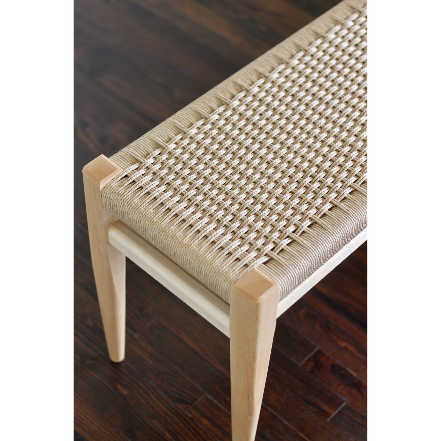 Maple Danish Cord Bench – Handmade Solid Maple Seating