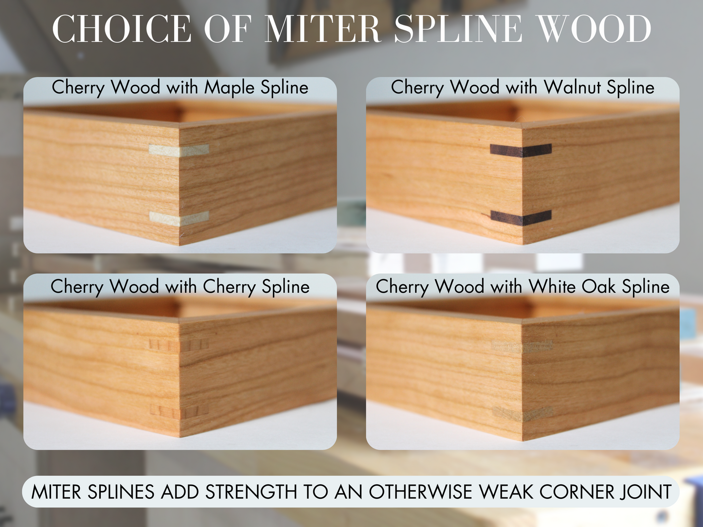 four different types of wood are shown