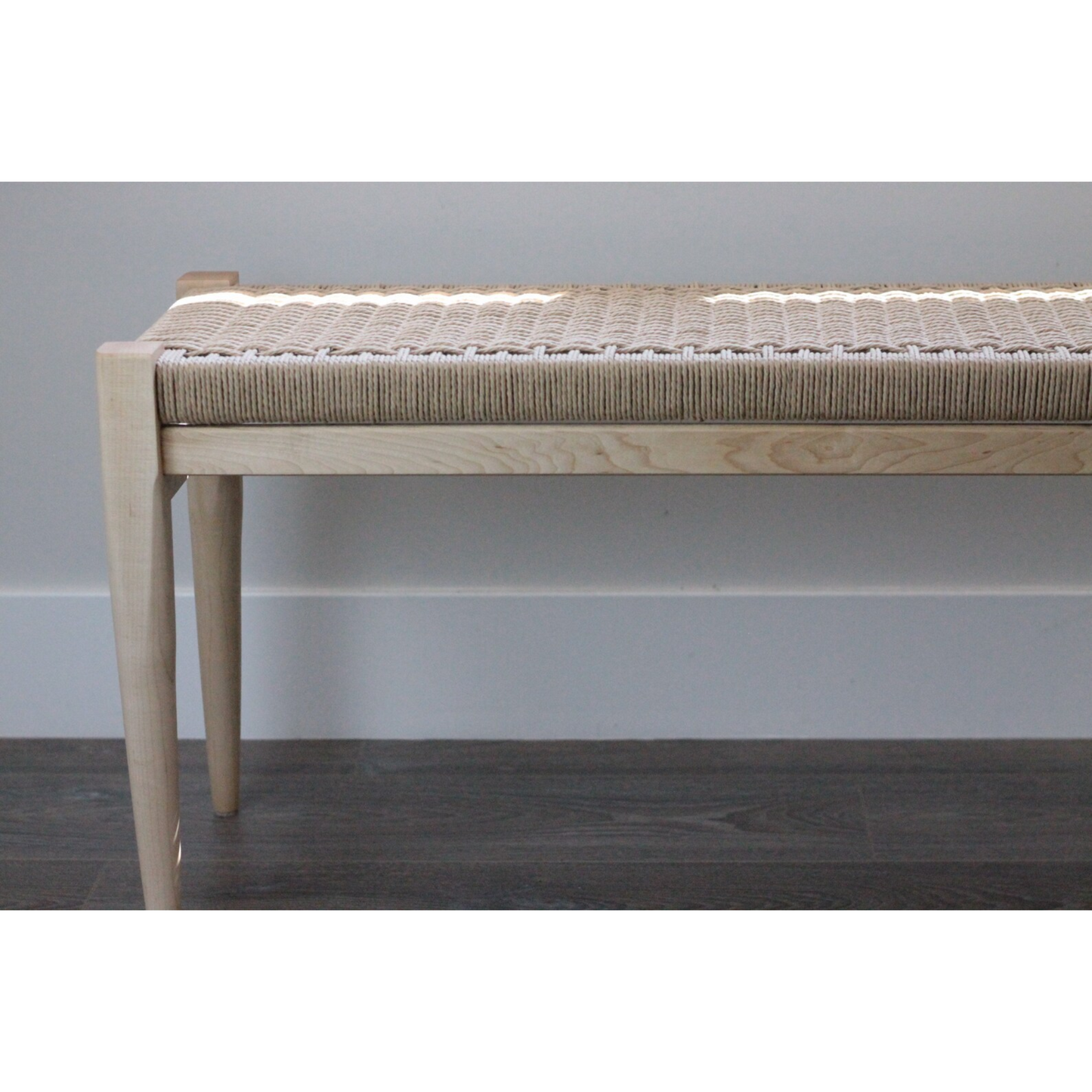 Maple Danish Cord Bench – Handmade Solid Maple Seating