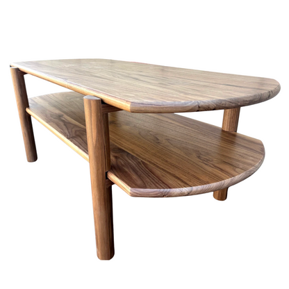 Handcrafted Walnut Coffee Table – Oval Two-Tier