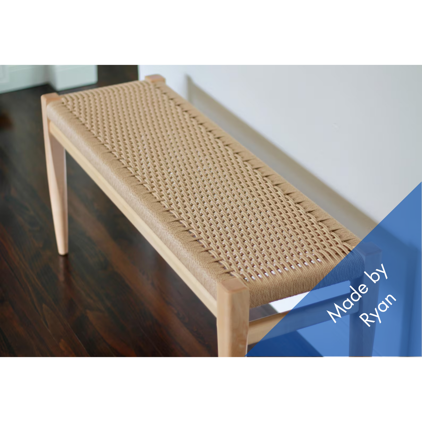 Maple Danish Cord Bench – Handmade Solid Maple Seating