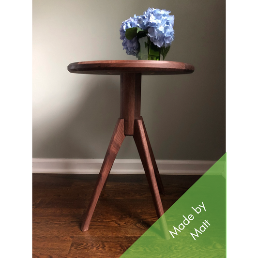 Walnut Round Side Table — Modern Solid Wood Accent Table