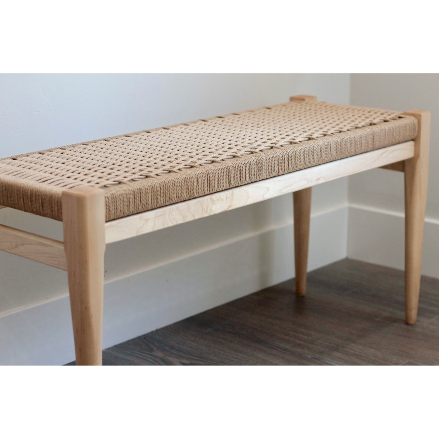 Maple Danish Cord Bench – Handmade Solid Maple Seating