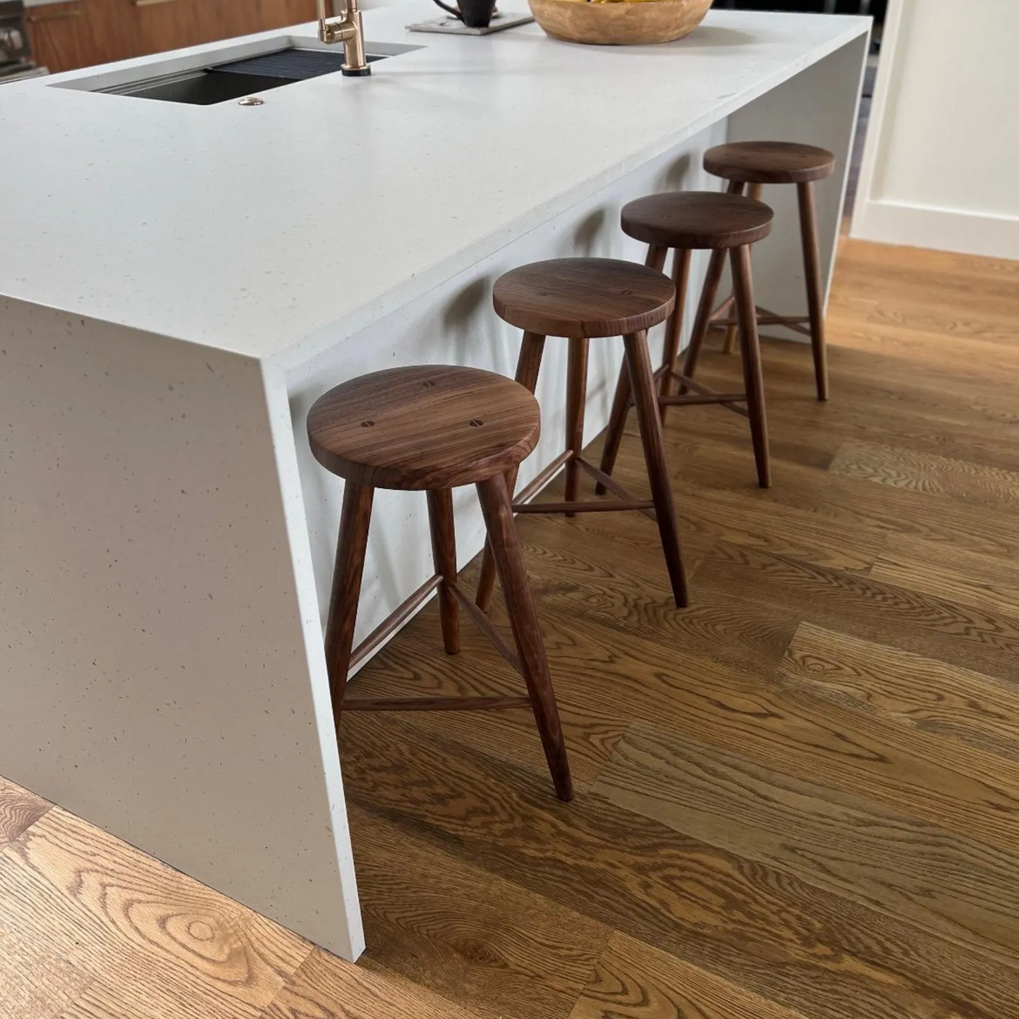 Wood Stool Handmade Walnut Counter or Bar 25 or 30 Inch Height