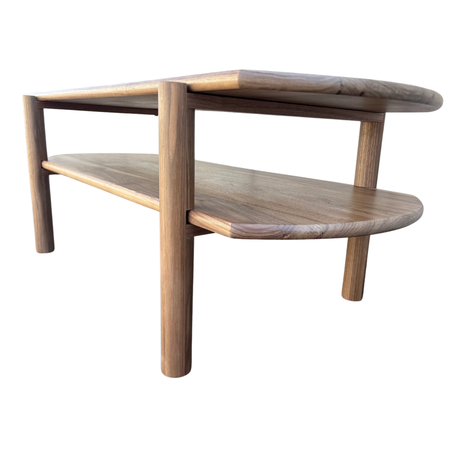 Handcrafted Walnut Coffee Table – Oval Two-Tier