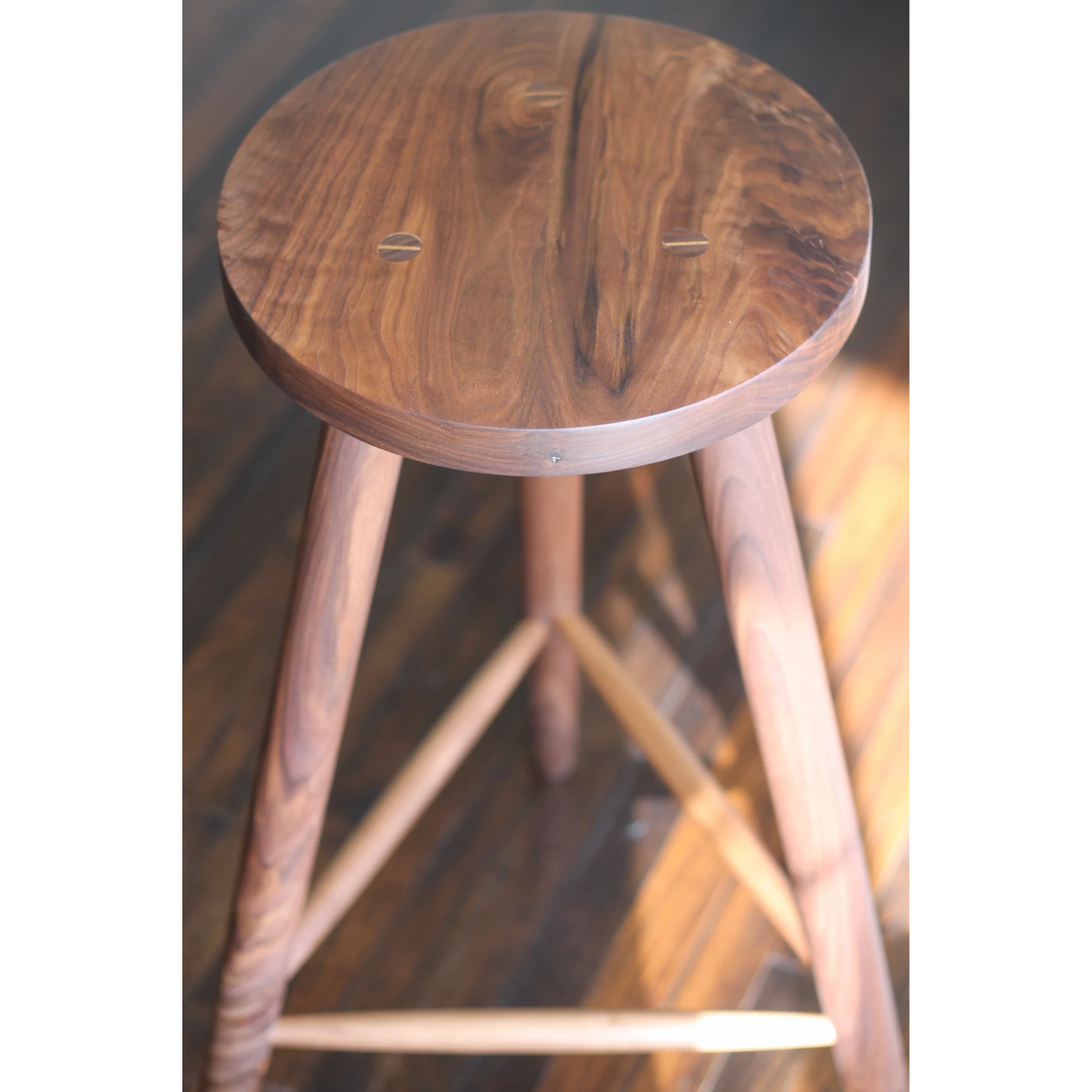 Wood Stool Handmade Walnut Counter or Bar 25 or 30 Inch Height
