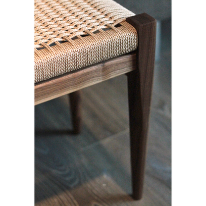 Walnut Danish Cord Bench – Handmade Solid Walnut Seating