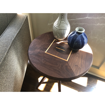 Walnut Round Side Table | Modern Solid Wood Accent Table