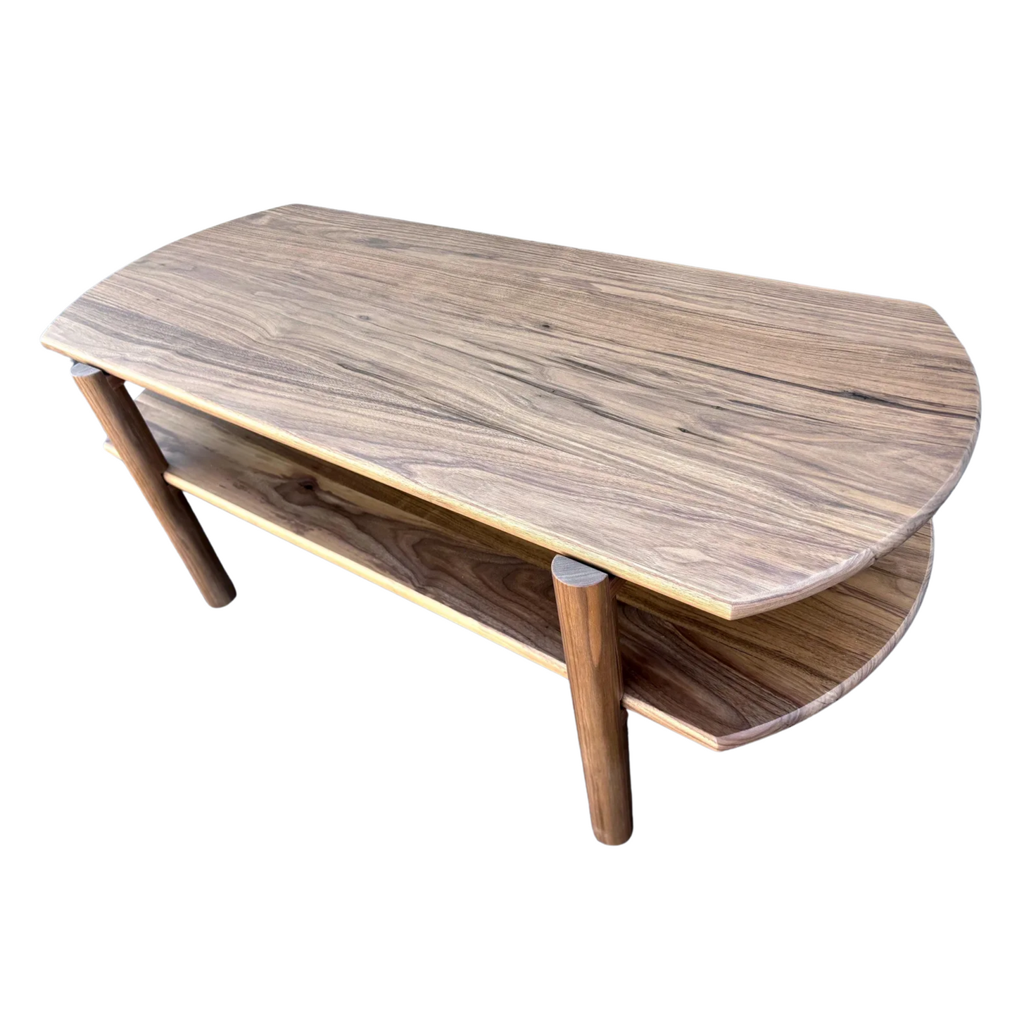 Handcrafted Walnut Coffee Table – Oval Two-Tier