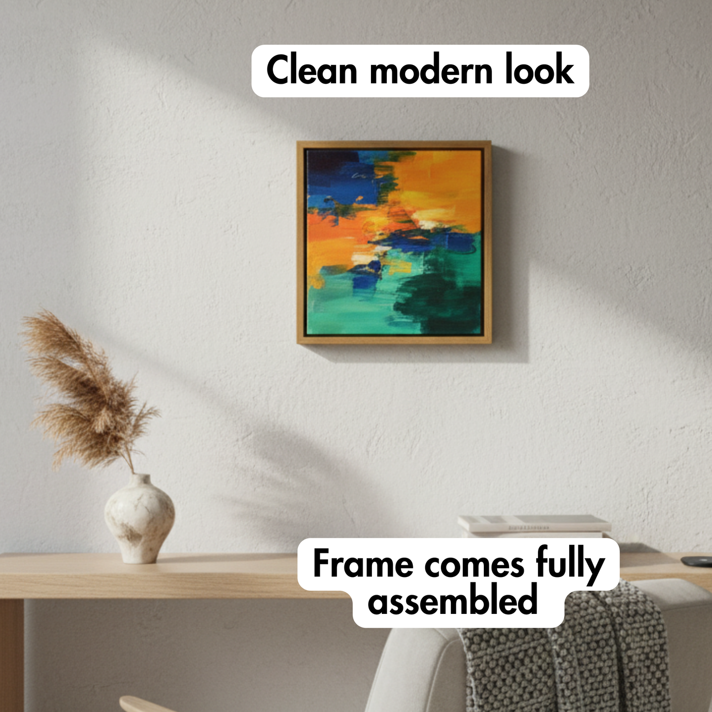 Floating Frame for Stretched Canvas Art - White Oak