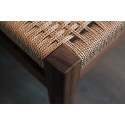 Walnut Danish Cord Bench – Handmade Solid Walnut Seating