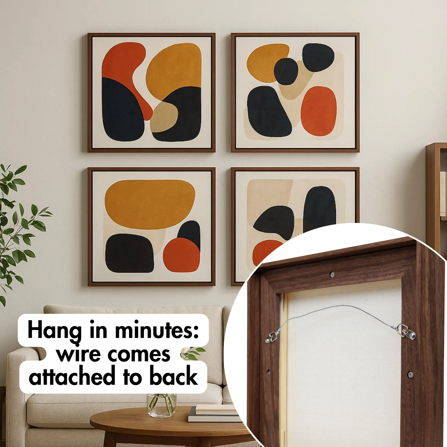 Floating Frame for Stretched Canvas Art - Walnut