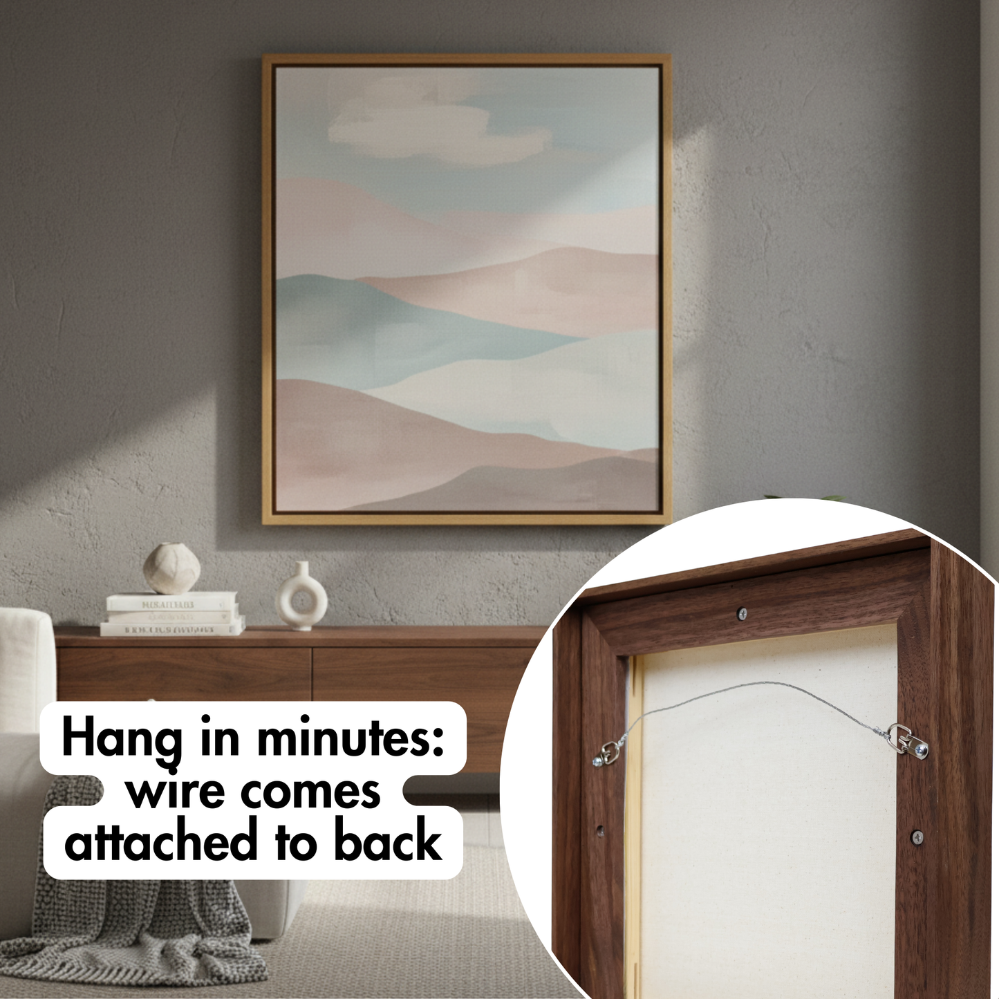 Floating Frame for Stretched Canvas Art - White Oak