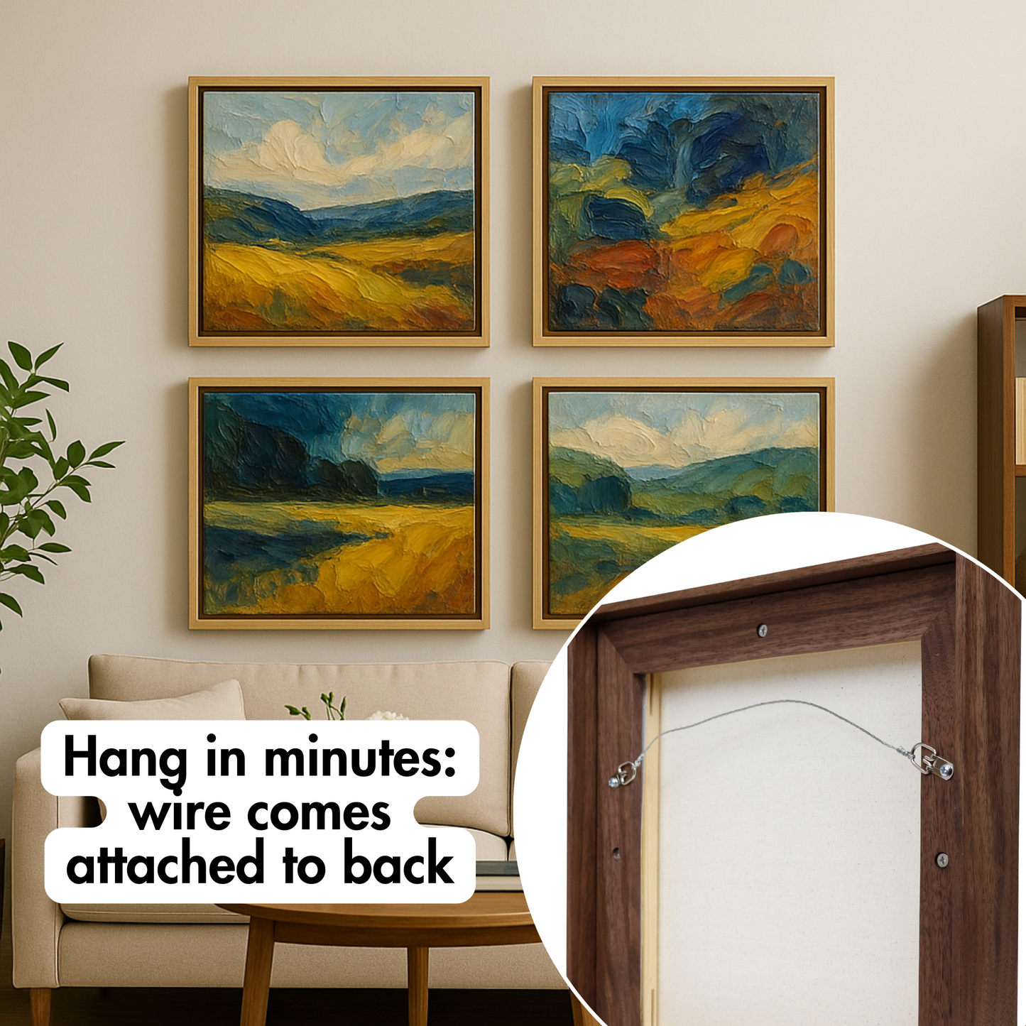 Floating Frame for Stretched Canvas Art - Maple