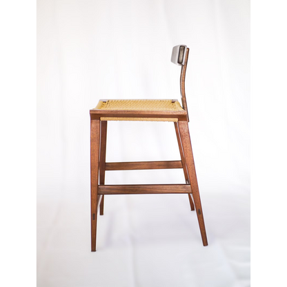 Walnut Danish Cord Counter & Bar Stool | Mid-Century Wishbone Back