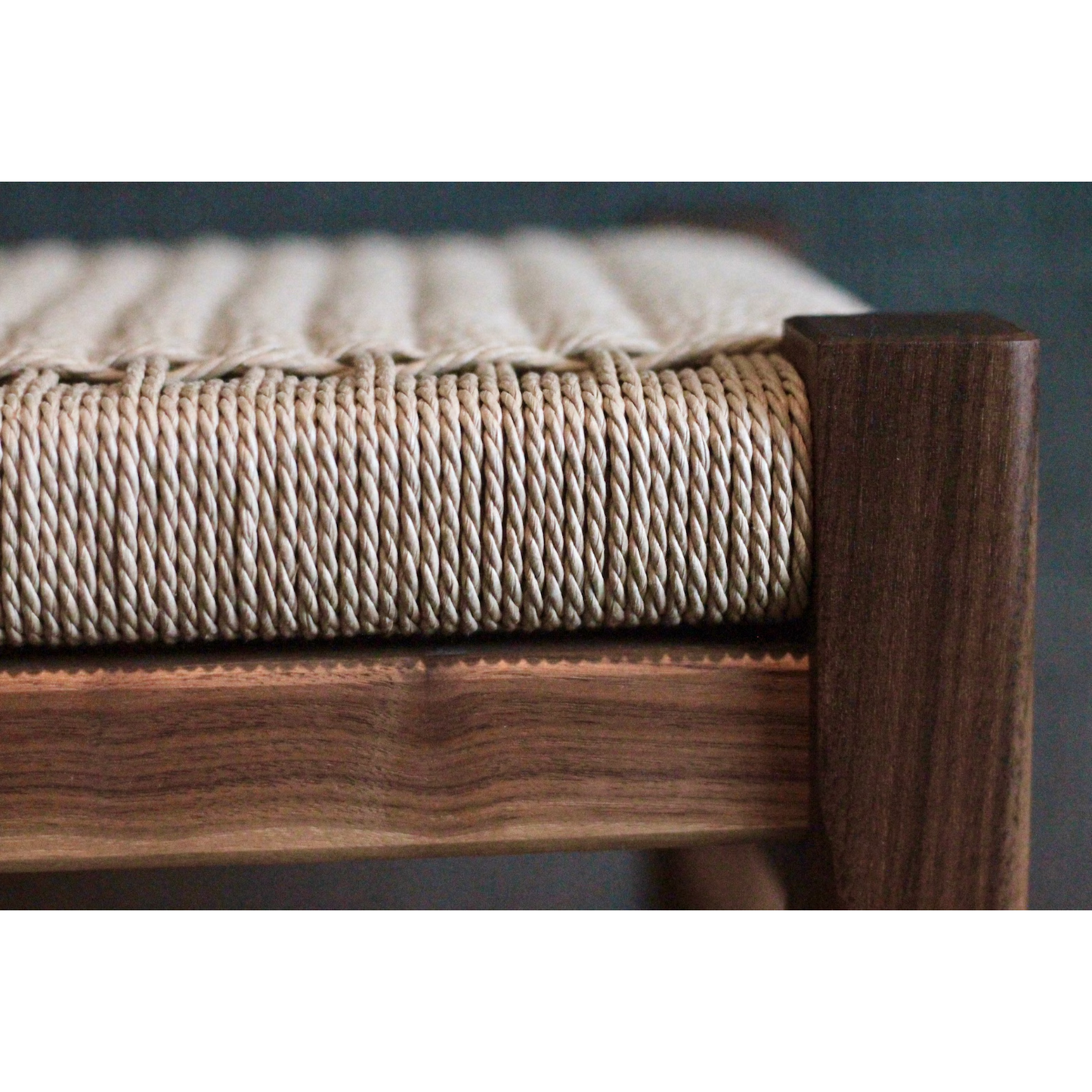 Walnut Danish Cord Bench – Handmade Solid Walnut Seating