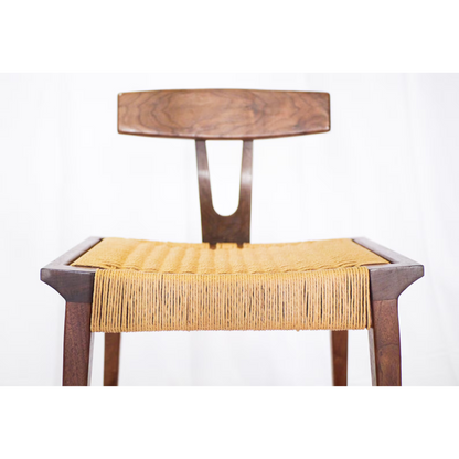Walnut Danish Cord Counter & Bar Stool | Mid-Century Wishbone Back