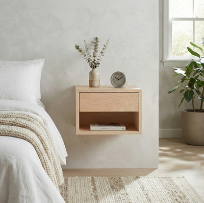 Maple Floating Nightstand with Drawer